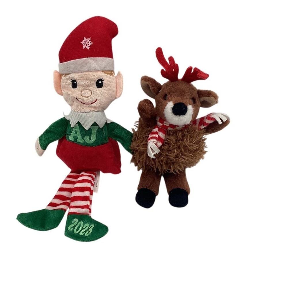 Douglas Schnitzel Puff Reindeer & Elf Plush Set‎ Holiday Edition